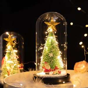 Desktop Christmas Tree With Lights Glass Cover Christmas LED Ornaments Xmas New Year Creative Gifts
