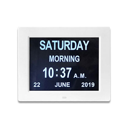 8Inch IPS Digital Clock Calendar with Date Day Reminder for Elderly and Children 12H 24H 2Modes White