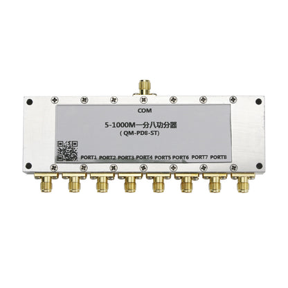 QM-PD8-ST 5-1000M RF Power Divider VHF UHF One-To-Eight Power Splitter Power Combiner SMA Connectors