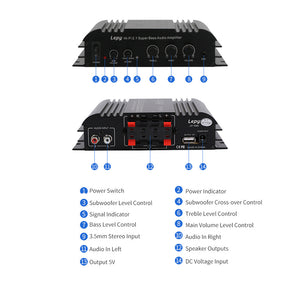 LEPY LP-168S Super Bass 2.1 Channel Power Amplifier Audio Hifi Power Amp Output 40W*2 + 45W*1