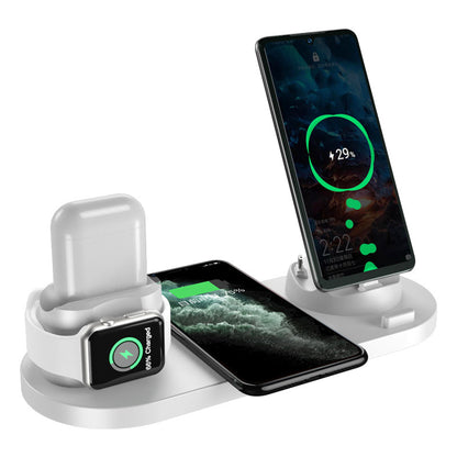 6 In 1 Charging Dock Station 10W QI Wireless Charger Fast Charger For Airpods Apple Watch iPhone