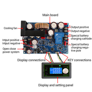 WZ10020 1000W Step Down Module DC Buck Converter Output 0-100V MPPT Solar Panel Charging Power Supply