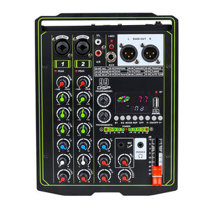 15W Mini Mixer 4-way Karaoke Mixer Bluetooth Audio Mixer Sound Card Sound Equalizer Type-C USB for Wedding