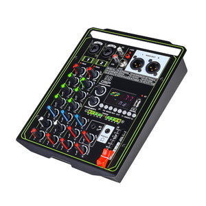 15W Mini Mixer 4-way Karaoke Mixer Bluetooth Audio Mixer Sound Card Sound Equalizer Type-C USB for Wedding