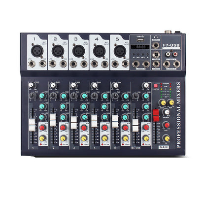 Professional Mini Audio Mixers With USB Broadcast DJ Sound System USB Interface Mixer Audio Mixing Console F7