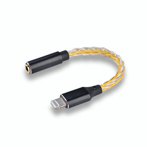 JCALLY JM08L 12Cores Suitable for C101 Lightning MFi Silver-plated Headset Adapter 3.5mm Cable for iphone-Silver&amp;Golden