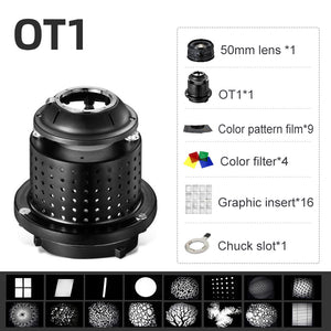 SoonPho OT1 Focalize Conical Snoots Photo Optical Condenser Art Special Effects Shaped Beam Light Cylinder W/50mm F1.7 Lens+16 Graphic Card