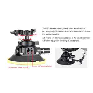 SUNWAYFOTO BS-01 Vacuum Suction Ball Head Camera Mount Kit Featuring 10KG/22LB Load Capacity