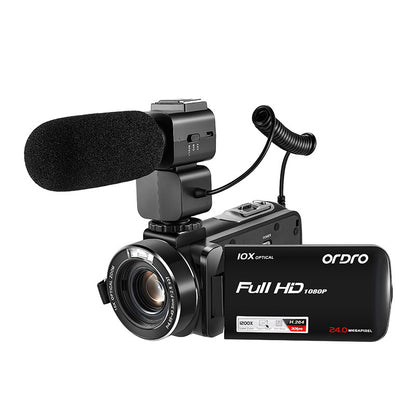 ORDRO Z82 24MP Full HD 1080P Camcorder DV Camera 10X Optical Zoom w/ Microphone Wide-Angle Lens Hood