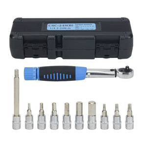 1/4&quot; 2-24Nm Adjustable Torque Wrench Bicycle Repair Tools Kit Set Bike Repair Preset Torque Spanner Hand Tool High Precision 4%-Blue