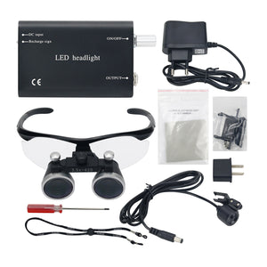 3.5X Dental Loupes Surgical Binocular Plastic Surgery Optical Glass 420mm with Dental LED Head Light
