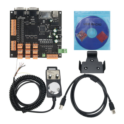 9Axis CNC Controller Kit 100KHz Stepper Motor Controller Breakout Board + Handwheel+USB Cable+CD