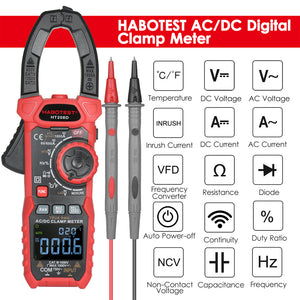 HT208A 1000V AC Clamp Meter Digital Clamp Multimeter TRUE RMS Tests Temperature Voltage Current