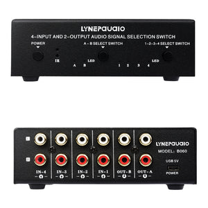 B060 Audio Selector Audio Switcher 4 IN 2 OUT or 2 IN 4 OUT Lossless Bidirectional Switching