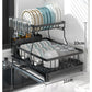 2-Tier Dish Drying Rack Stainless Steel Dish Drainer Detachable Organizer w/ Utensil Holder Cup Rack