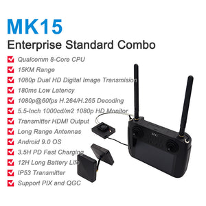 SIYI MK15 Enterprise Standard Combo 15KM RC Transmitter Receiver Image 1080P Transmission System