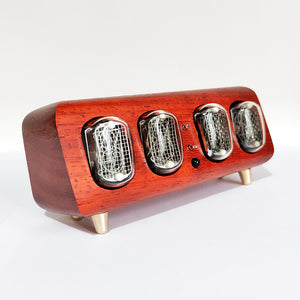Bluetooth Clock IN12 Glow Tube Clock Nixie Clock 20 Degree angle 4-Digit Electronic Alarm Clock w/ Touch Buttons-Rosewood Color
