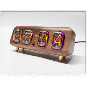 Bluetooth Clock IN12 Glow Tube Clock Nixie Clock 20 Degree Angle 4-Digit Electronic Alarm Clock w/ Touch Buttons-Walnut Color