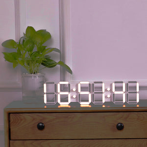 6-Digit 3D LED Clock Wifi Clock Perpetual Calendar Electronic Clock (Warm White Light &amp; White Shell)