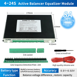 SUNKKO BAL-824A 8A 4-24S Battery Balancer Lithium Battery Pack Voltage Equalization Controller