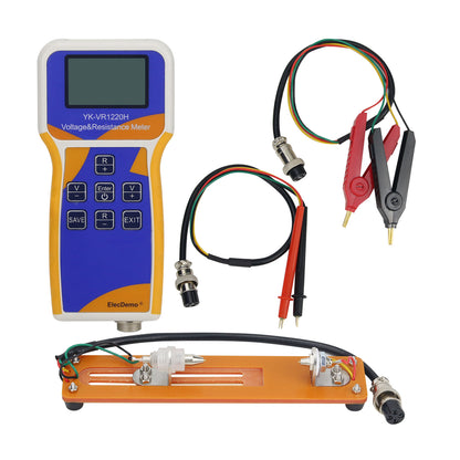 YK-VR1220H 18650 Lithium Battery Meter Voltage &amp; Resistance Meter w/ Clips Test Leads Battery Holder