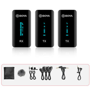 BOYA BY-XM6-S2 2.4GHz Wireless Lavalier Microphone System Lavalier Mic (1 RX + 2 TX) for Phone DSLR