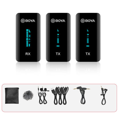 BOYA BY-XM6-S2 2.4GHz Wireless Lavalier Microphone System Lavalier Mic (1 RX + 2 TX) for Phone DSLR