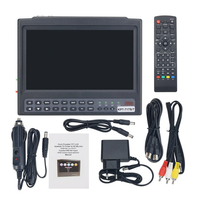 KPT-717S/T 7&quot; LCD HD Satellite Finder DVB-S2+T2+C Combo Receiver &amp; HD Monitor (TV + HD + AV Input)