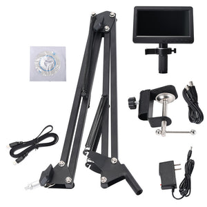 HY-2070 26MP Multi-Angle Digital Microscope Continuous Zoom with 7&quot; HD LCD Display 150X C-Mount Lens