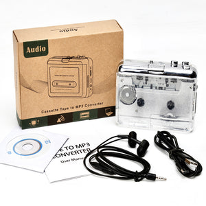 TON010 Portable Cassette Converter Cassette Tape to MP3 Converter w/ Type C Port Transparent Shell