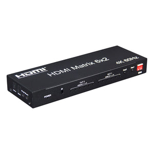 HDMI Matrix 6x2 4K 60Hz HDMI Matrix Switch w/ EDID Audio Separation Functions for Home Teaching Uses