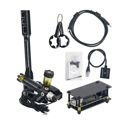 Conspit H2 Hydraulic Handbrake Racing Game SIM Simulator Hand Brake for SIM-racing Drivers for Fanatec Base-With Control Box(Golden)