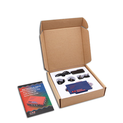 RetroScaler2x AV Converter Line Doubler Blue w/ Adapter for Retro Game Console PS2/N64/NES/Dreamcast