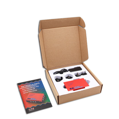 RetroScaler2x AV Converter Line Doubler Red w/ Adapter for Retro Game Console PS2/N64/NES/Dreamcast