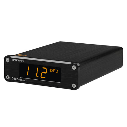 TOPPING D10 Balanced USB DAC Audio Decoder and USB Audio Interface (Black) for DSD256 PCM 384KHz