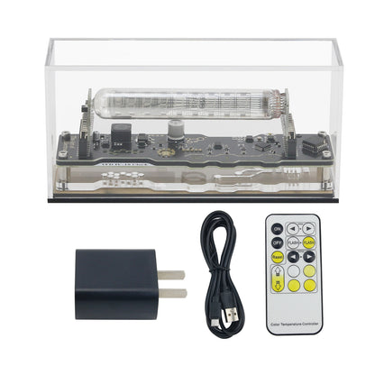 IV-18 VFD Tube Clock Refer Nixie Tube Clock RGB LED Home Decor Clock W/ Dust Cover Digital Table Clock-Gold