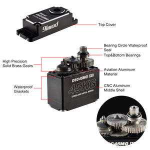 9imod 45KG 180° Cordless Digital Servo High Voltage Servo Metal Gear DSC45MG HV (Carbon Brush Motor)