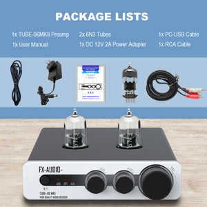 FX-AUDIO- DAC Desktop USB DAC ES9018K2M 6N3 Tubes High Quality Audio Decoder TUBE-06MKII Silver