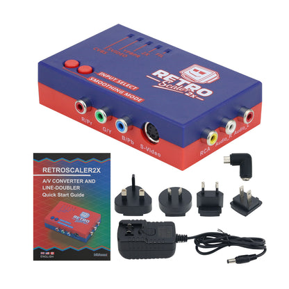 RetroScaler2x AV Converter and Line-Doubler AV to HDMI Converter Set Blue for Dreamcast/Saturn/MD1