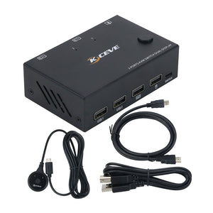 2 Ports KVM Switch Dual Display 4K HDMI KVM Switch Dual Monitor KC-KVM202 for Mac OS Windows Linux