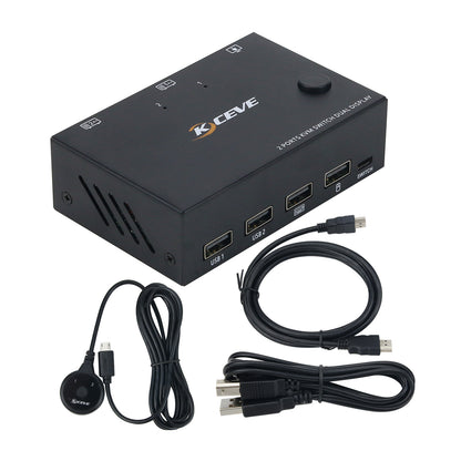 2 Ports KVM Switch Dual Display 4K HDMI KVM Switch Dual Monitor KC-KVM202 for Mac OS Windows Linux