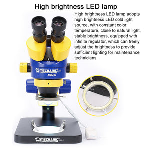MECHANIC MC75T-B1 Industrial Trinocular Stereo Microscope 7-45X Continuous Zoom Mobile Phone Repair Inspection Platform