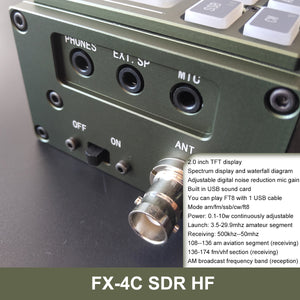 FX-4C SDR HF Transceiver 10W Portable Mobile Radio TX 3.5-29MHz RX 500KHz-174MHz with Safety Box