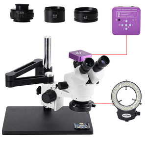 HAYEAR 2K Trinocular Microscope HDMI Stereo Microscope 51MP Camera Adjustable Arm for Phone Repair