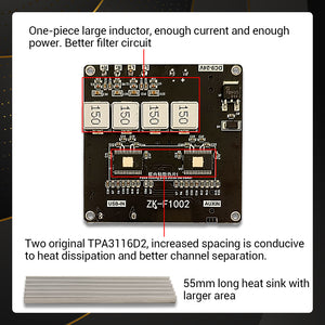 Wuzhi Audio ZK-F1002 Bluetooth Amplifier Module 100Wx2 Power Amp TPA3116D2 with Volume Indicator