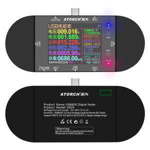 ATORCH UD24 USB Voltmeter Voltage Current Meter DC Digital Tester 2.4&quot; Screen Multiple Interfaces