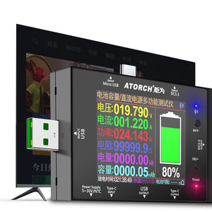 ATORCH UD24 USB Voltmeter Voltage Current Meter DC Digital Tester 2.4&quot; Screen Multiple Interfaces