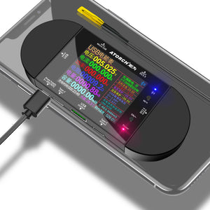 ATORCH UD24 USB Voltmeter Voltage Current Meter DC Digital Tester 2.4&quot; Screen (w/ Temperature Probe)