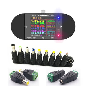 ATORCH UD24 USB Voltmeter Voltage Current Meter DC Digital Tester 2.4&quot; Screen (12 DC Adapters)