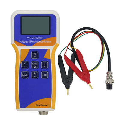 YK-VR1220H Lithium Battery Meter Tester Voltage &amp; Resistance Meter w/ Clips For Battery Pack 18650